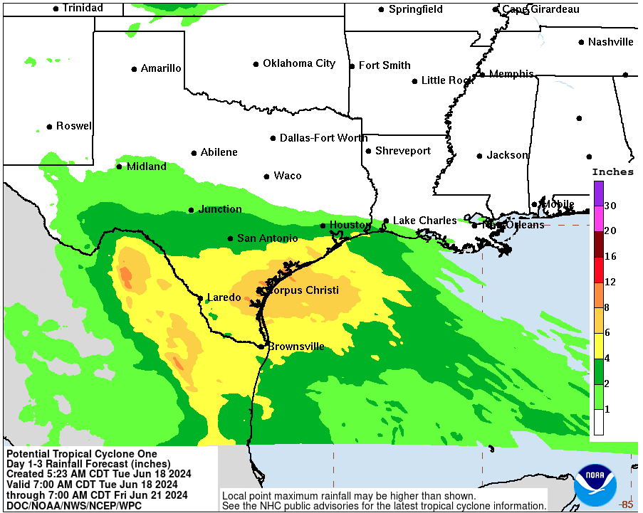 Storm system could drop 5-10 inches of rain in NE Mexico,
      South Texas