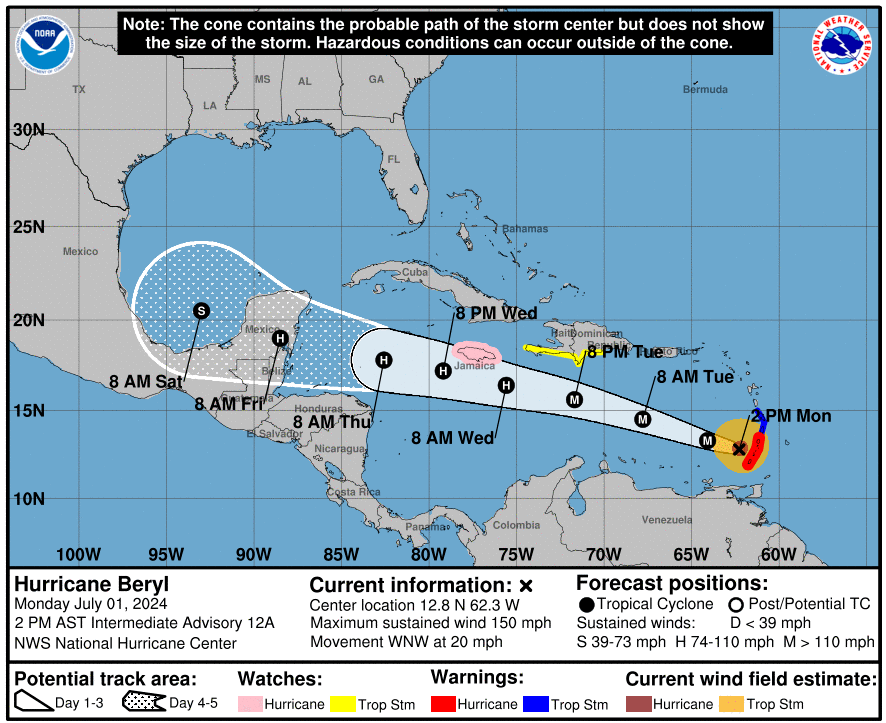 Category 4 Hurricane Beryl headed toward Mexico, could
      threaten chem ops along US Gulf Coast