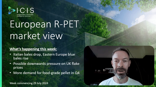 VIDEO: Europe R-PET bale prices drop in Italy, blue bale
      prices rise in eastern Europe