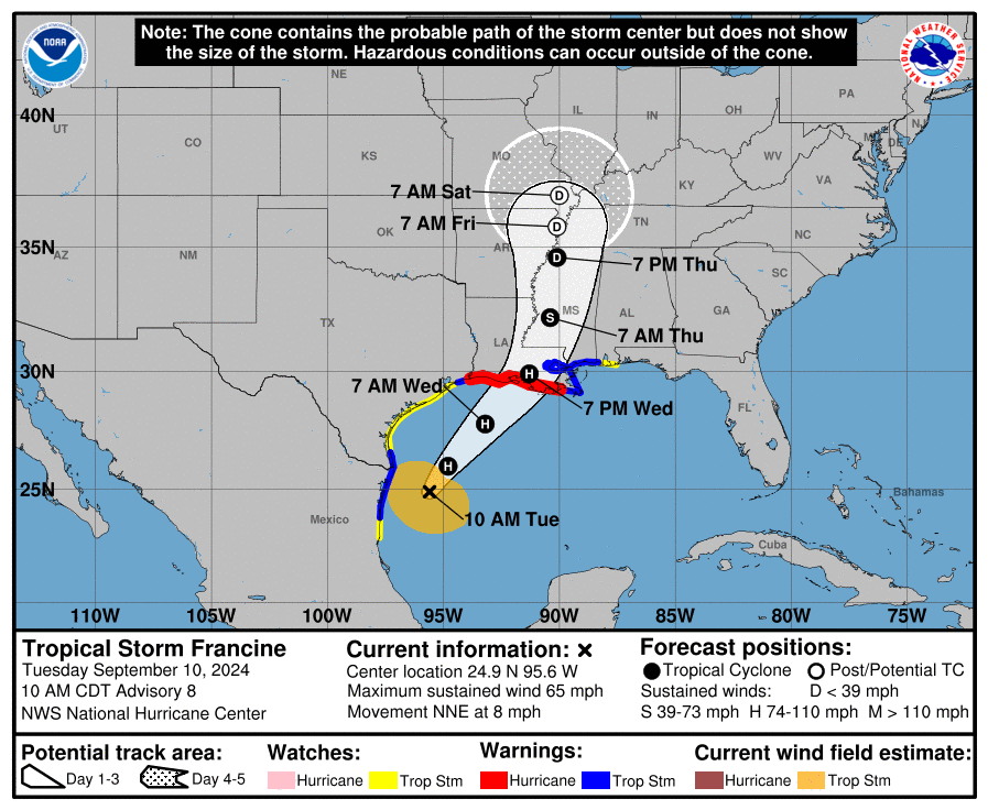 Storm Francine veers path, could potentially hit petchems
      hubs in west Louisiana