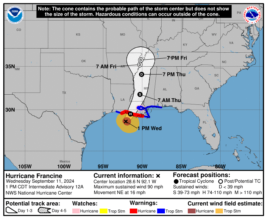 CORRECTED: Hurricane Francine ploughs toward Louisiana, chems
      and oil facilities shut in advance