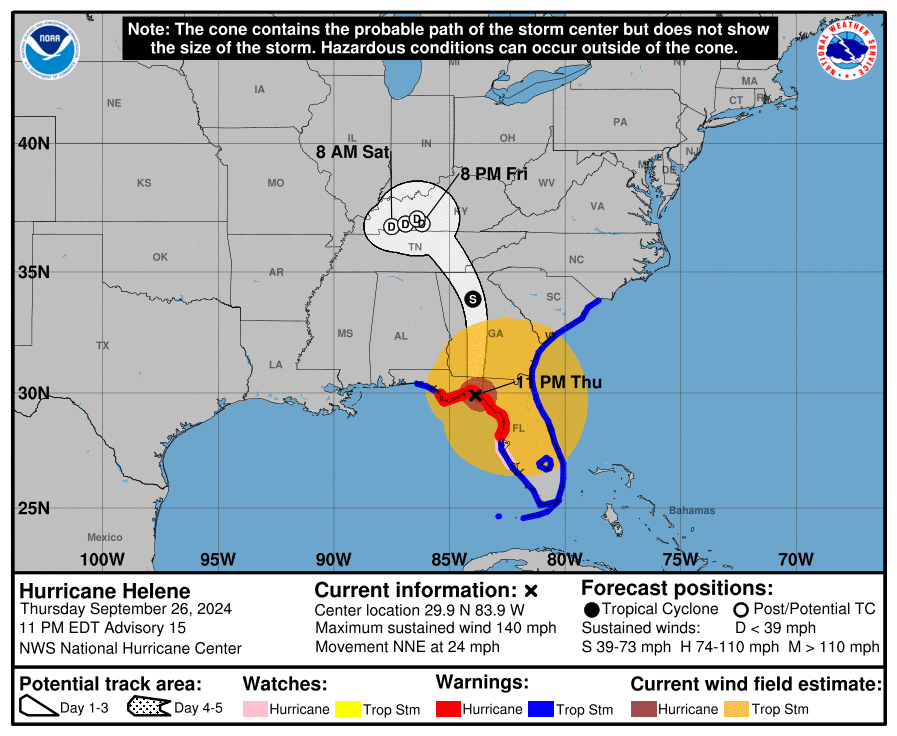 Helene makes US landfall as major hurricane in Florida Big
      Bend